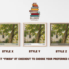 Can't Wait to Get to Heaven literary print in frame leaning in hallway – contemporary fiction wall art