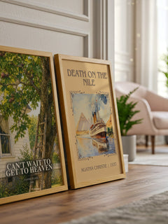 Can't Wait to Get to Heaven watercolour print framed by window – literary home decor