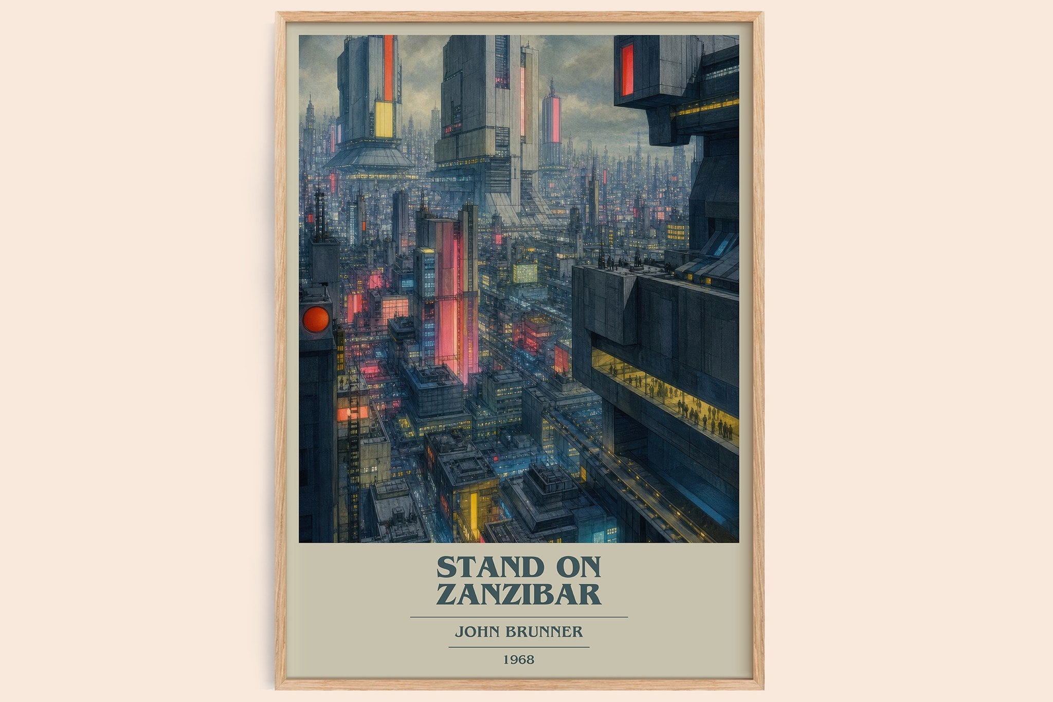 Stand on Zanzibar Book Cover Poster by John Brunner