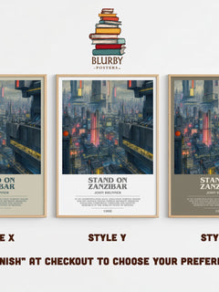 Stand on Zanzibar Bookish Wall Art by John Brunner – Style X, Y and Z side by side – choose your finish