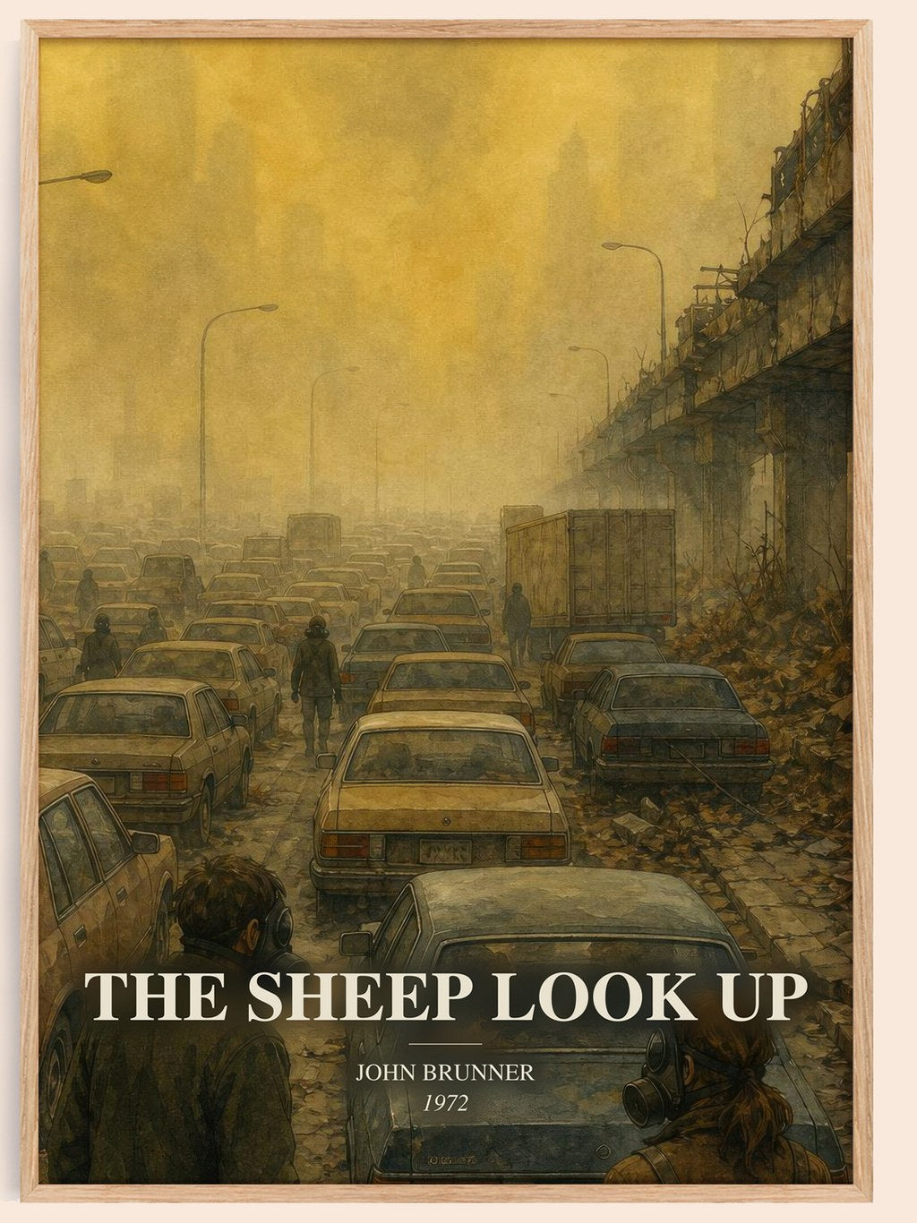 The Sheep Look Up watercolour book poster by John Brunner – framed literary art print