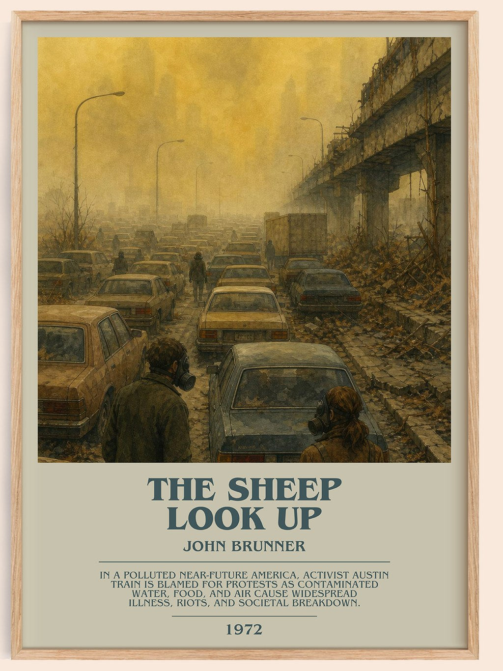 The Sheep Look Up bookish book poster by John Brunner – framed literary art print