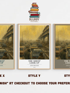 The Sheep Look Up book cover print in frame leaning in hallway – sci fi wall art