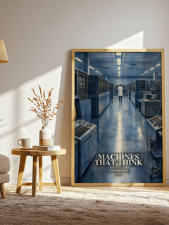 Machines That Think watercolour print in frame leaning in hallway – sci fi wall art