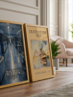 Machines That Think watercolour print framed by window – literary home decor