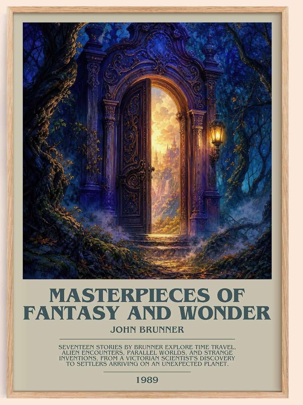 Masterpieces of Fantasy and Wonder bookish book poster by John Brunner – framed literary art print