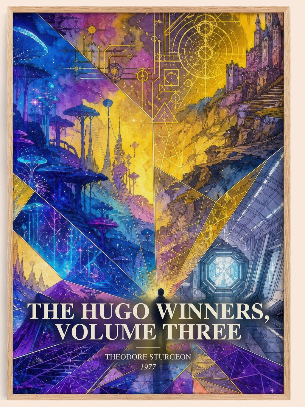 The Hugo Winners, Volume Three watercolour book poster by Theodore Sturgeon – framed literary art print