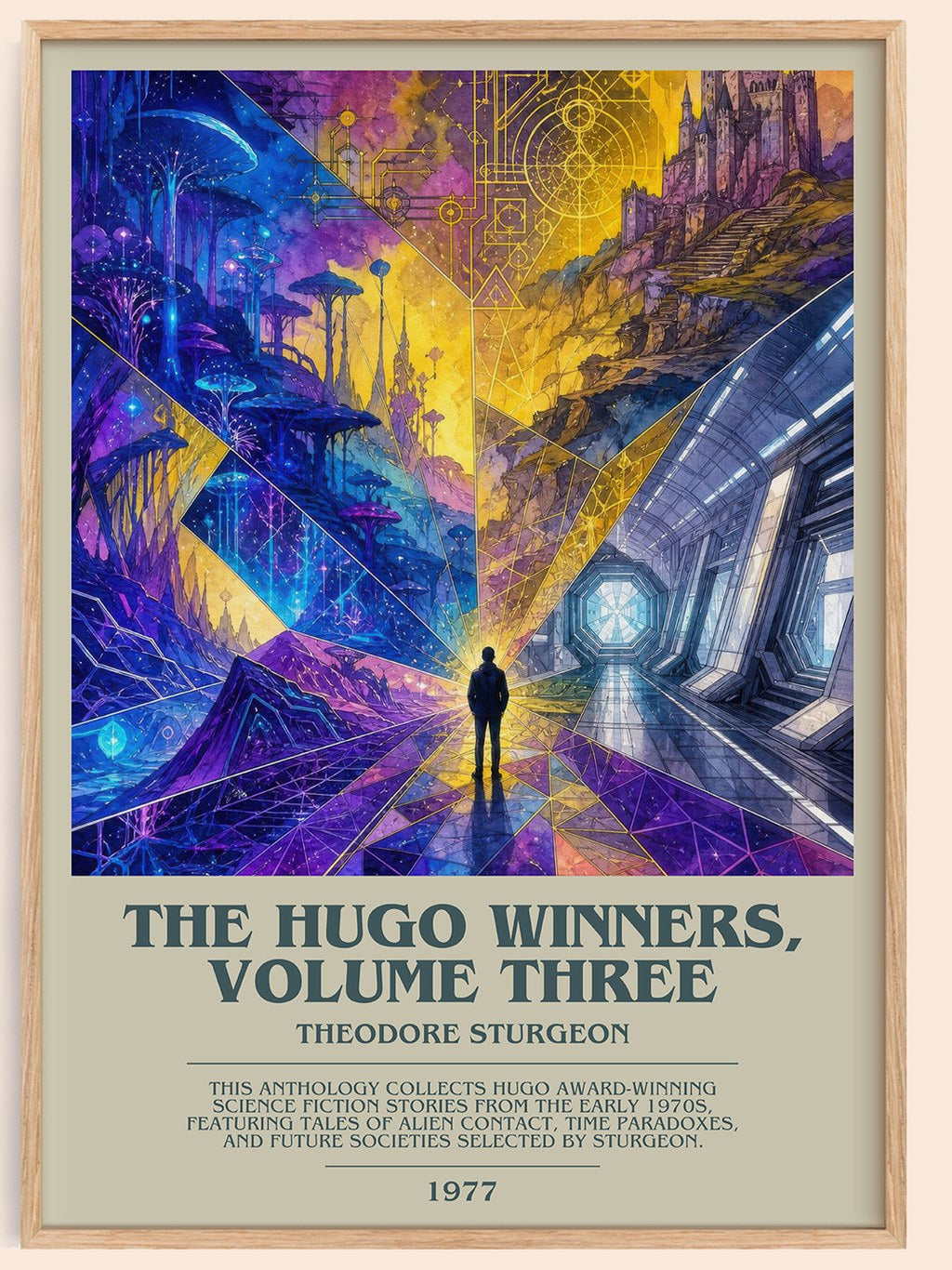 The Hugo Winners, Volume Three bookish book poster by Theodore Sturgeon – framed literary art print