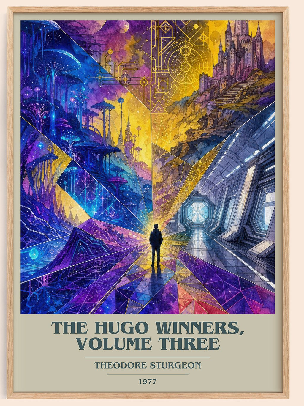The Hugo Winners, Volume Three book cover book poster by Theodore Sturgeon – framed literary art print