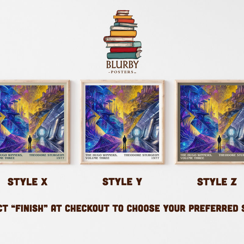 The Hugo Winners, Volume Three literary print in frame leaning in hallway – sci fi wall art