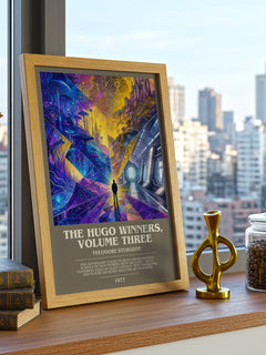 The Hugo Winners, Volume Three bookish print framed by window – literary home decor