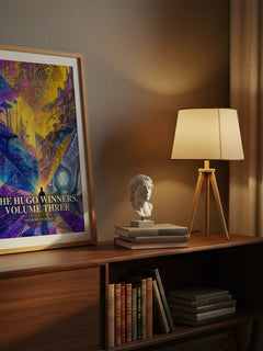 The Hugo Winners, Volume Three watercolour print on bookshelf – Theodore Sturgeon fan gift