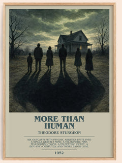 More Than Human bookish book poster by Theodore Sturgeon – framed literary art print
