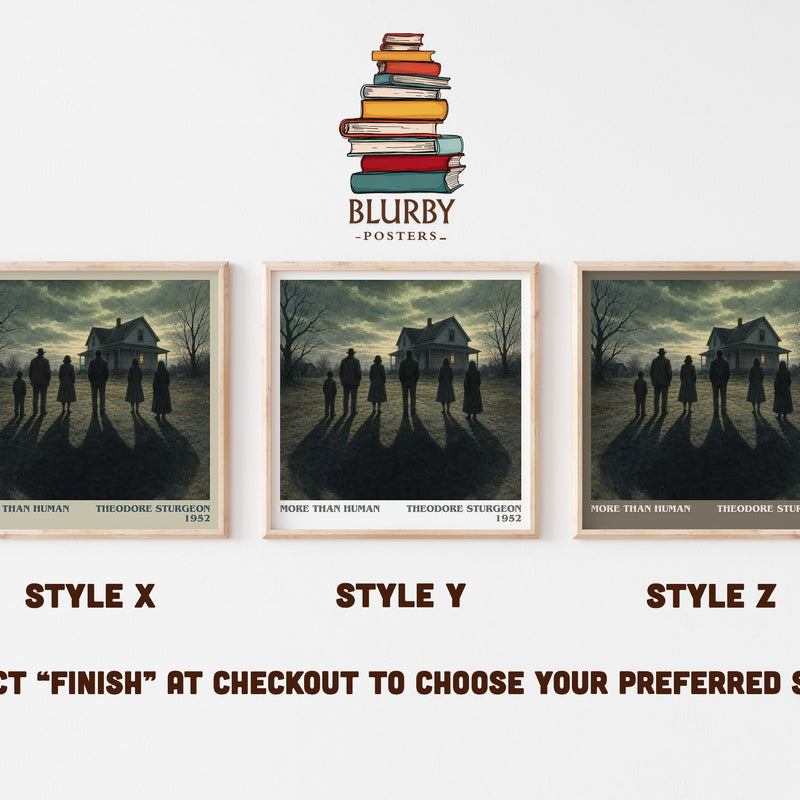 More Than Human literary print in frame leaning in hallway – sci fi wall art
