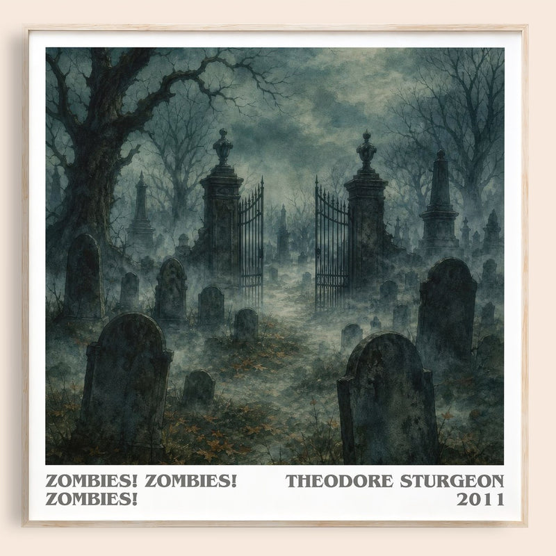 Zombies! Zombies! Zombies! literary book poster by Theodore Sturgeon – framed literary art print