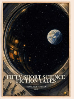 Fifty short science fiction tales watercolour book poster by Theodore Sturgeon – framed literary art print