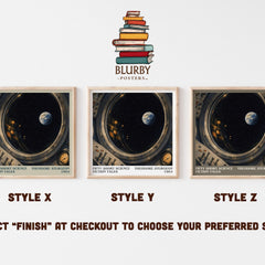 Fifty short science fiction tales literary print in frame leaning in hallway – sci fi wall art