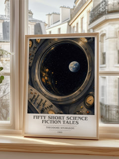 Fifty short science fiction tales book cover poster colour and style options – Theodore Sturgeon book art