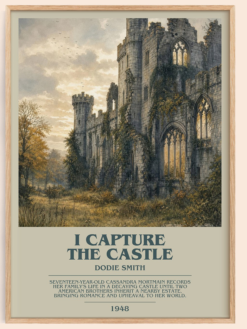 I Capture the Castle bookish book poster by Dodie Smith – framed literary art print