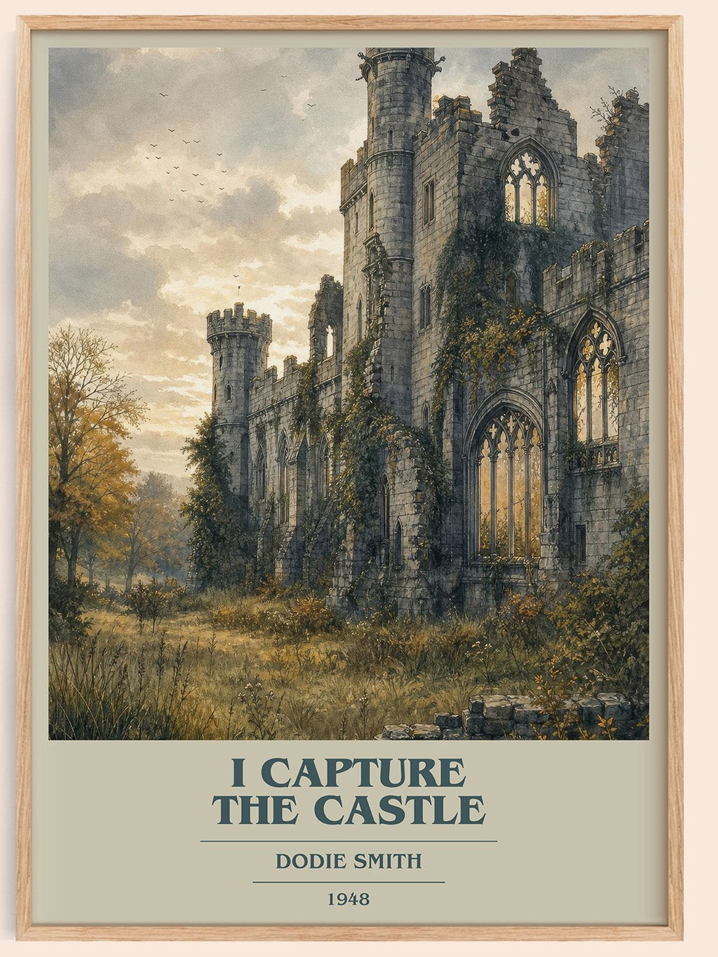 I Capture the Castle book cover book poster by Dodie Smith – framed literary art print