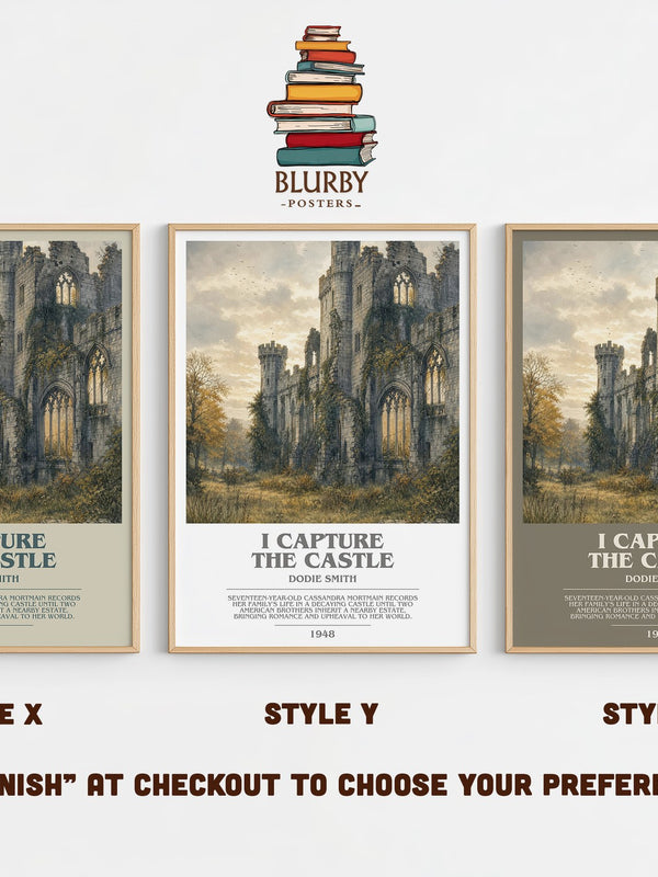 I Capture the Castle bookish print in frame leaning in hallway – coming of age wall art