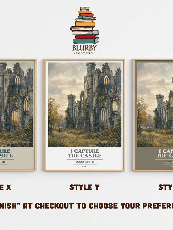 I Capture the Castle book cover print in frame leaning in hallway – coming of age wall art