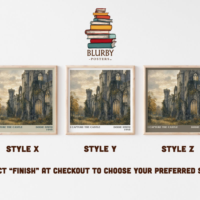 I Capture the Castle literary print in frame leaning in hallway – coming of age wall art