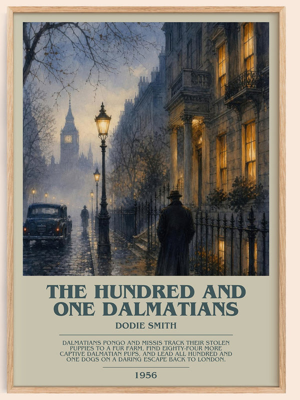The Hundred and One Dalmatians bookish book poster by Dodie Smith – framed literary art print