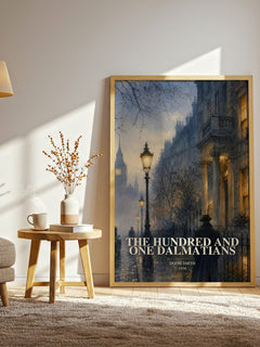 The Hundred and One Dalmatians watercolour print in frame leaning in hallway – childrens wall art