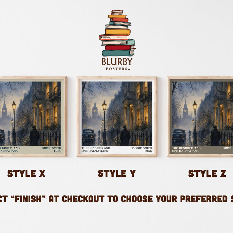 The Hundred and One Dalmatians literary print in frame leaning in hallway – childrens wall art