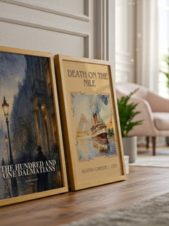 The Hundred and One Dalmatians watercolour print framed by window – literary home decor