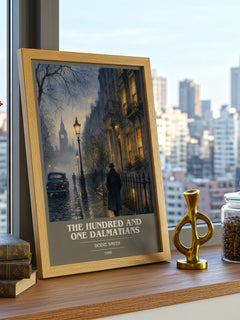 The Hundred and One Dalmatians book cover print framed by window – literary home decor