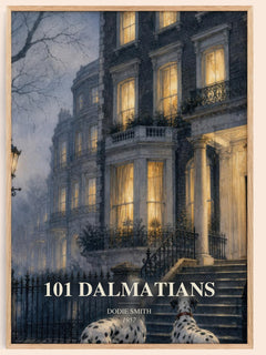 101 Dalmatians watercolour book poster by Dodie Smith – framed literary art print