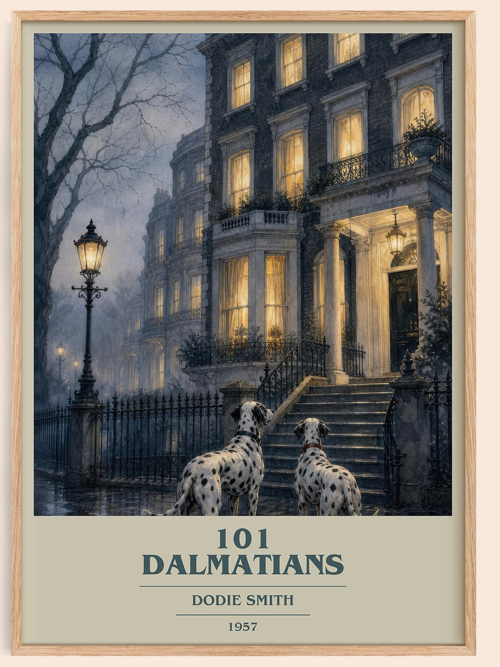 101 Dalmatians book cover book poster by Dodie Smith – framed literary art print