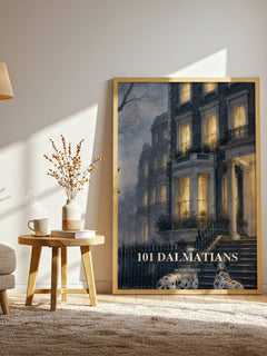 101 Dalmatians watercolour print in frame leaning in hallway – childrens wall art