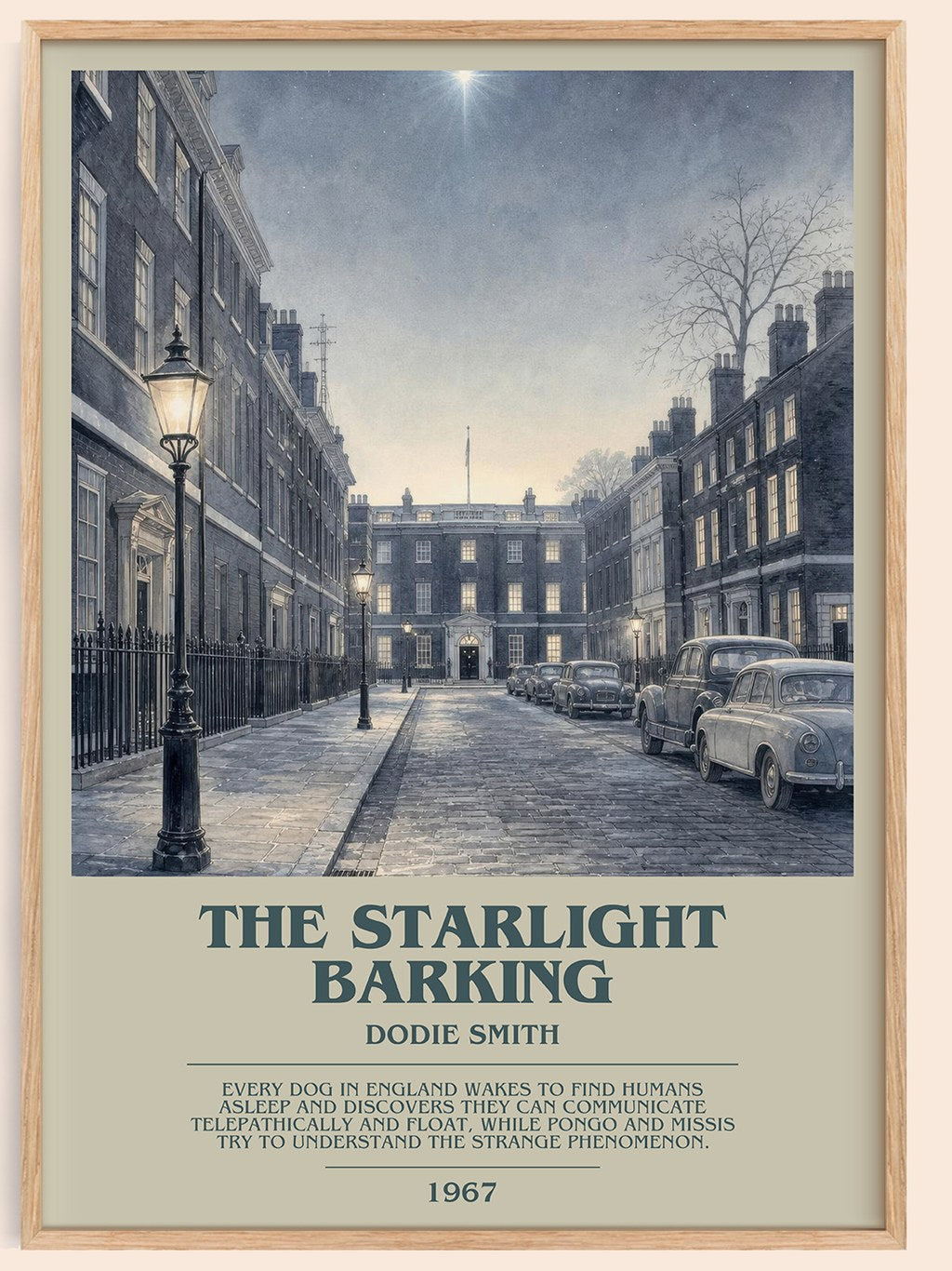 The starlight barking bookish book poster by Dodie Smith – framed literary art print