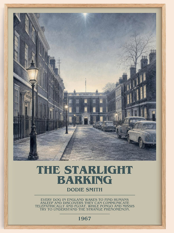 The starlight barking bookish book poster by Dodie Smith – framed literary art print