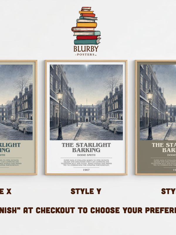 The starlight barking bookish print in frame leaning in hallway – childrens wall art