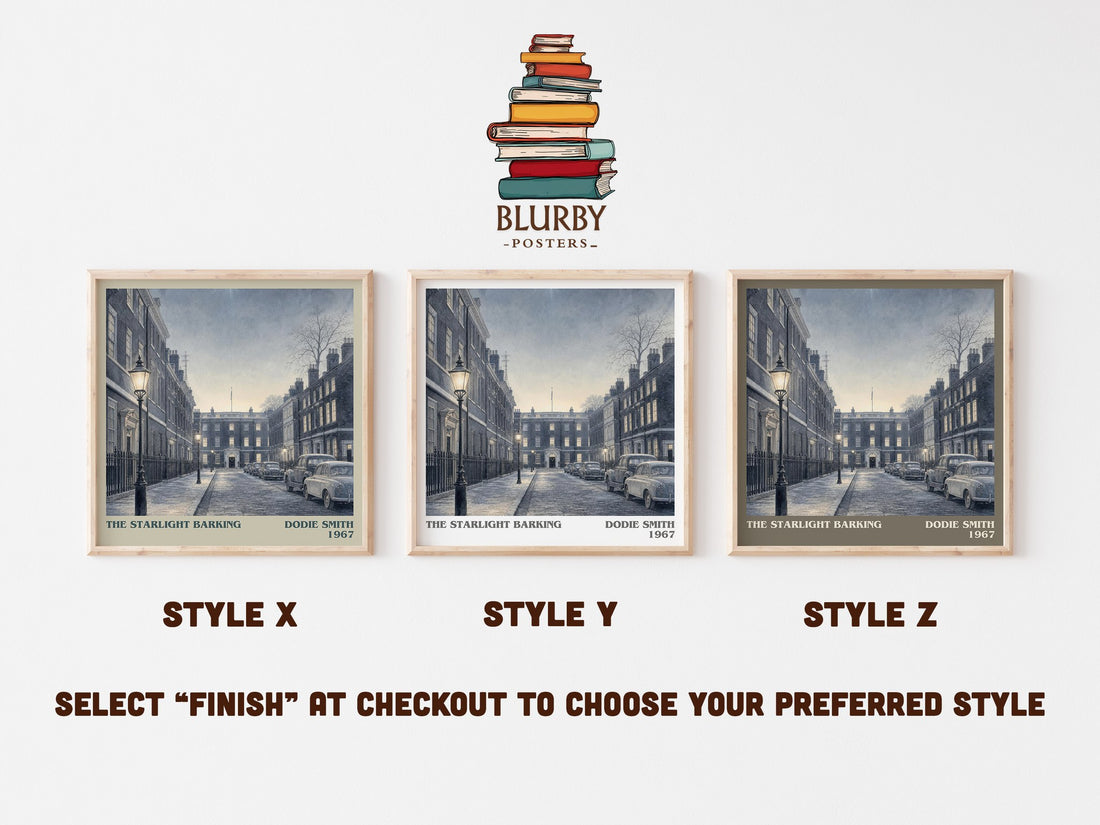 The starlight barking literary print in frame leaning in hallway – childrens wall art (mockup)