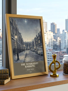 The starlight barking book cover print framed by window – literary home decor