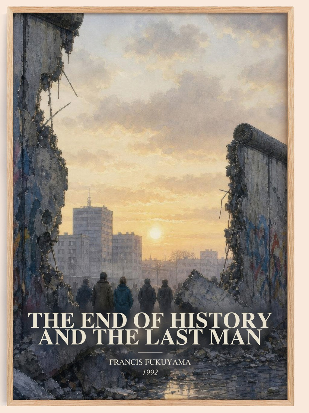 The End of History and the Last Man watercolour book poster by Francis Fukuyama – framed literary art print