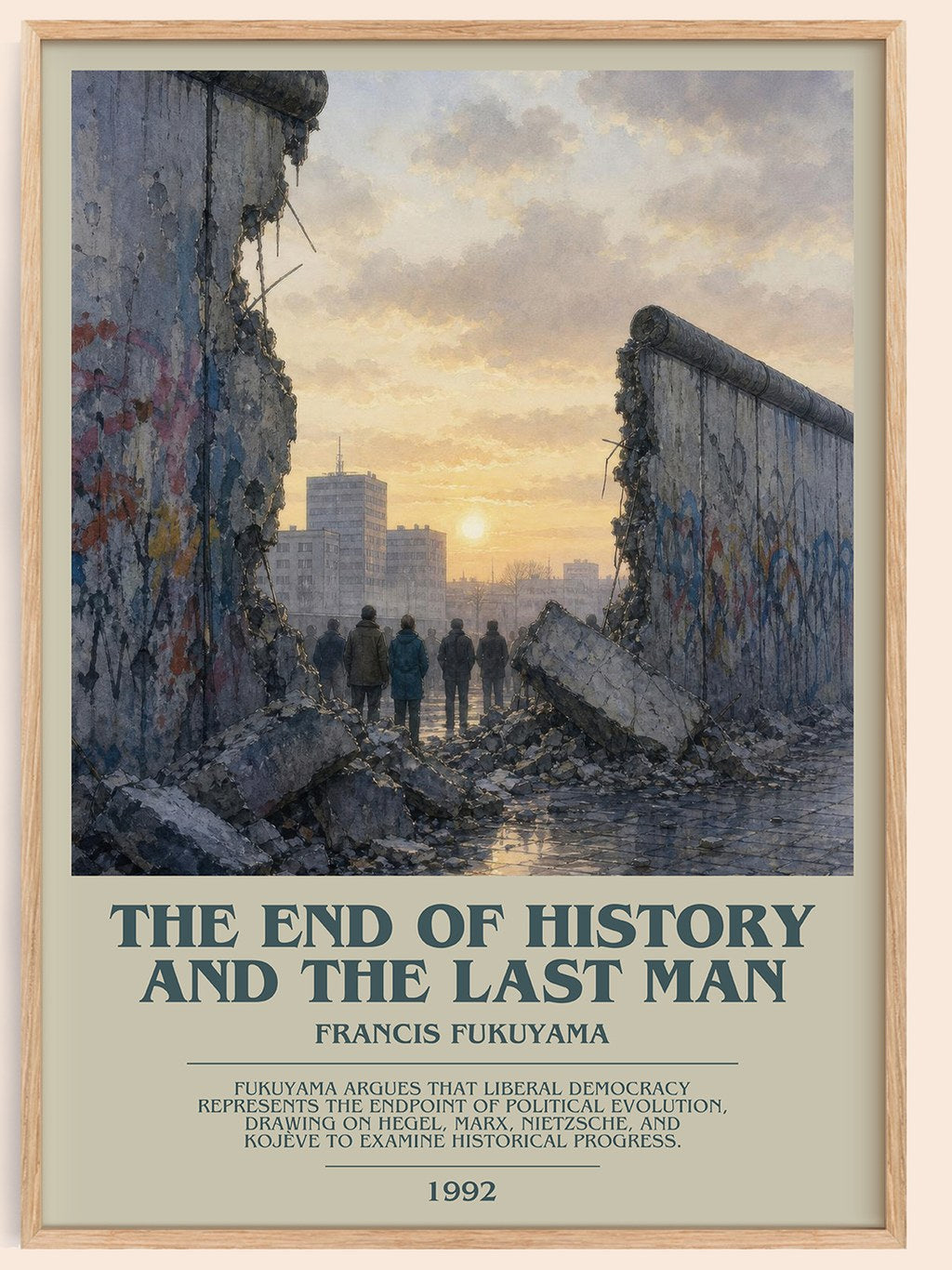 The End of History and the Last Man bookish book poster by Francis Fukuyama – framed literary art print