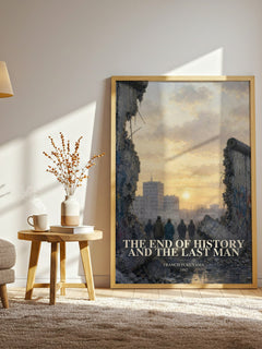 The End of History and the Last Man watercolour print in frame leaning in hallway – non fiction wall art