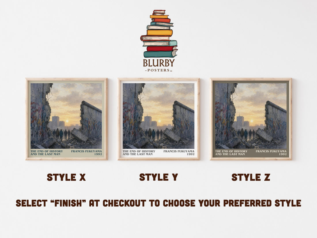 The End of History and the Last Man literary print in frame leaning in hallway – non fiction wall art (mockup)