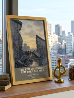 The End of History and the Last Man book cover print framed by window – literary home decor