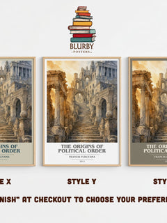 The origins of political order book cover print in frame leaning in hallway – non fiction wall art
