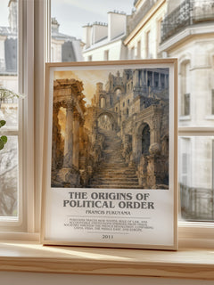 The origins of political order bookish poster colour and style options – Francis Fukuyama book art