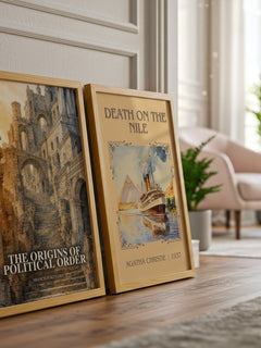 The origins of political order watercolour print framed by window – literary home decor