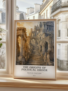 The origins of political order book cover poster colour and style options – Francis Fukuyama book art