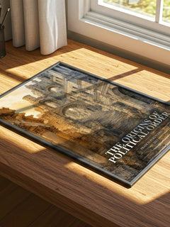 The origins of political order watercolour book poster framed on wall – non fiction wall art